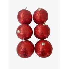 6'lı Strafor Simli Cici Top 5 Cm Kırmızı